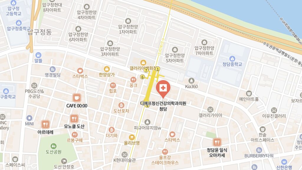 DF 정신건강의학과 청담점 위치 (네이버 지도)